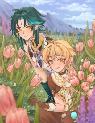 Waist up + 2p + complex BG sample