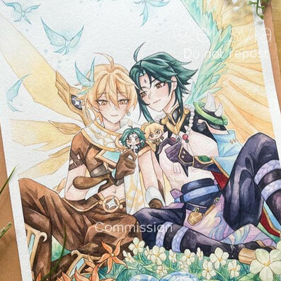 Full body 2 people commission sample